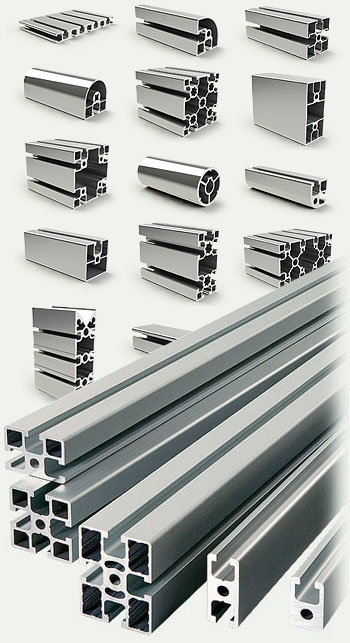 profili modulari in alluminio grezzo o anodizzato